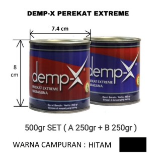 DEMP-X Perekat Extreme 500gr SET ( A 250gr + B 250gr ) , Warna : Hitam