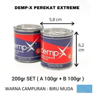 DEMP-X Perekat Extreme 200gr SET ( A 100gr + B 100gr ) , Warna : Biru Muda