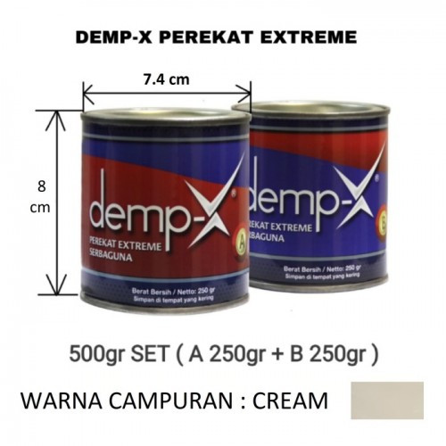 DEMP-X Perekat Extreme 500gr SET ( A 250gr + B 250gr ) , Warna : Cream (Putih Susu)
